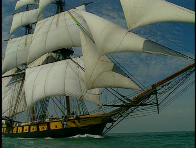 Tall ship at full sail