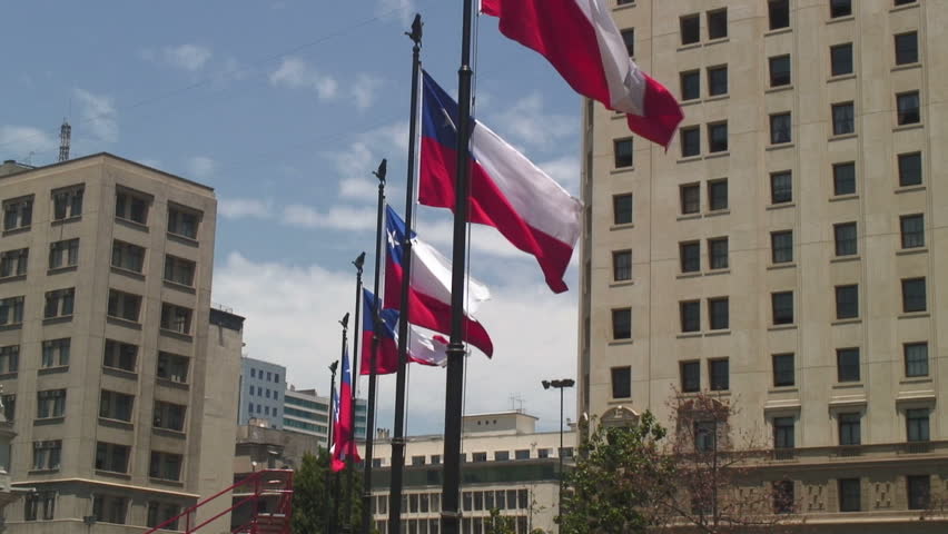 Chilean National Flag Flying In front Of Presidential Palace, Santiago