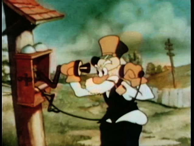 Cartoon of an old man arguing on telephone