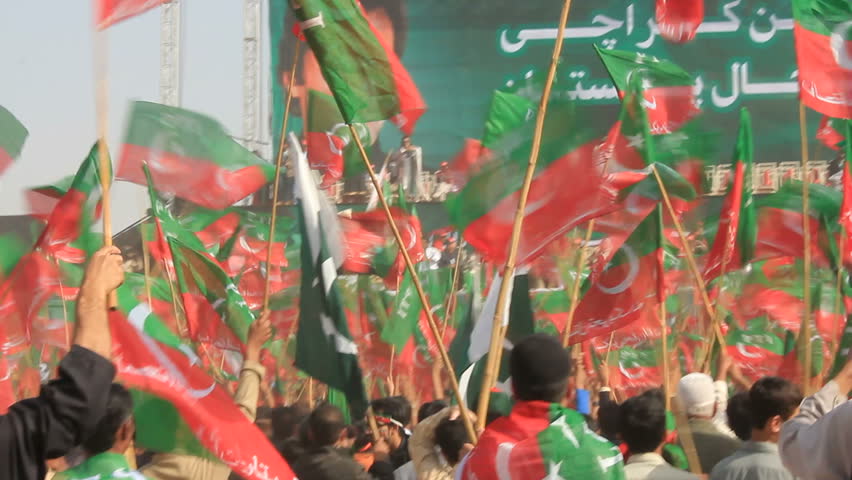 KARACHI, PAKISTAN - DECEMBER 25: Thousands of supporters attend a rally held by former cricketer turned politician Imran Khan's party Pakistan Tehreek-E-Insaf in Karachi, Pakistan on December 25, 2011.