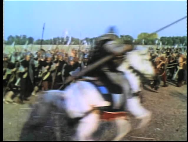 Medieval soldiers in retreat