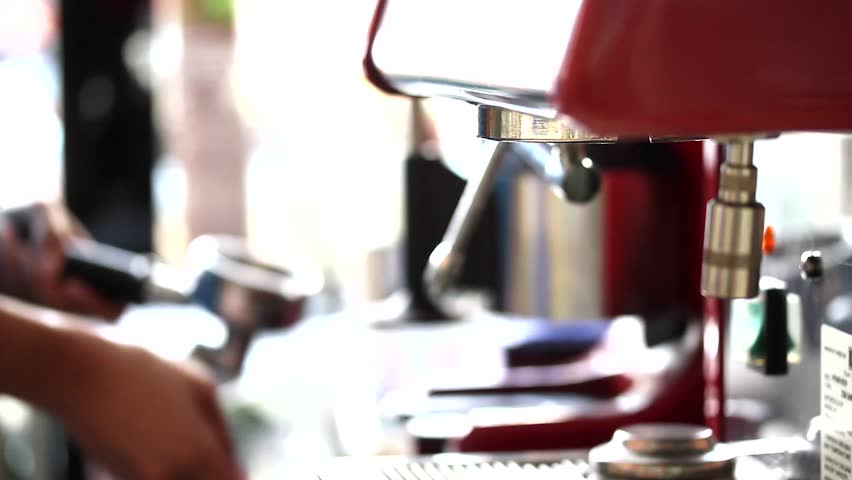 Coffee machine brewing hot fresh coffee