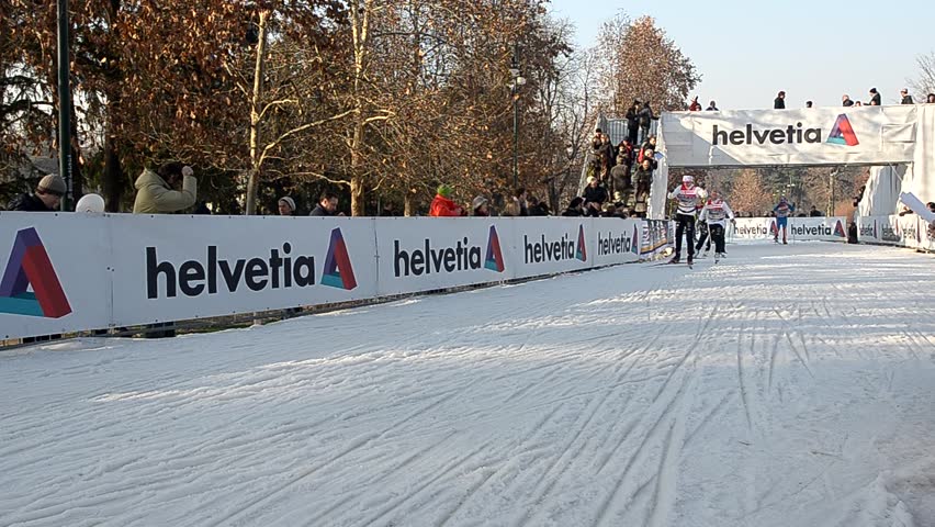 MILAN - JANUARY 14: World Cup cross-country skiing competition on January 14, 2012 in Milan. 2012 was the first year for Italy to host this sporting competition.  
