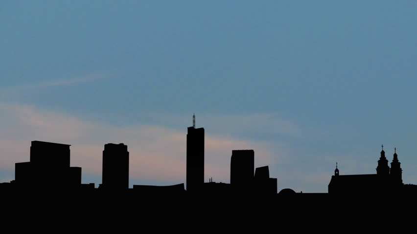 Lithuania Vilnius skyline moonrise. Vilnius is the capital of Lithuania, and its largest city.  