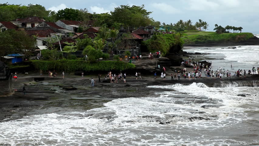 Aerial view to Pura Tanah Lot Hindu Temple, Bali Island, Indonesia Archipelago