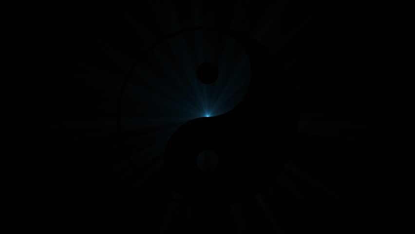 Yin yang sign with powerful light from the back 