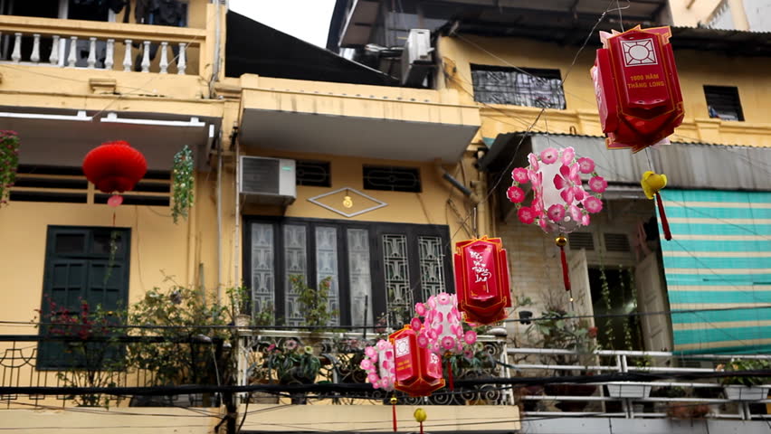 Small Apartment Building in Hanoi, Vietnam, Poor Colorful Houses, Chinese Decoration