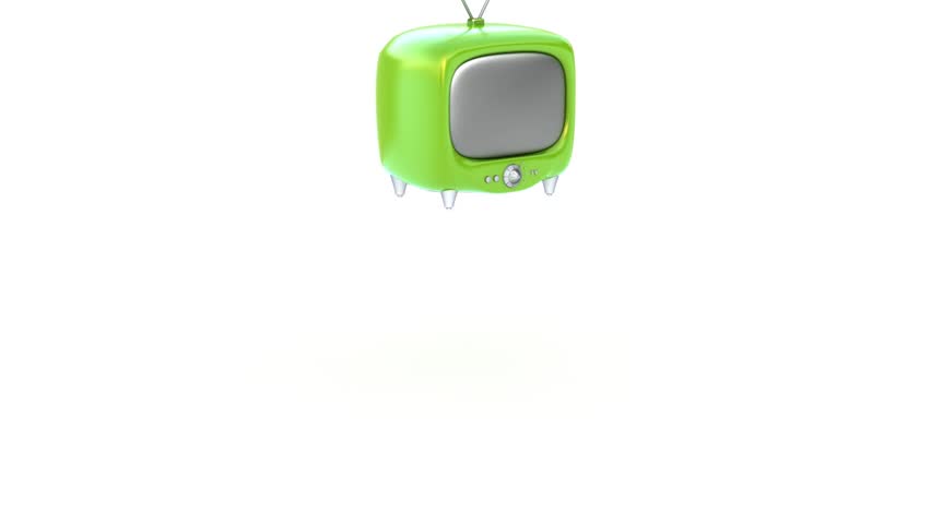 Green retro TV Set. Isolated on white background. My own design. 