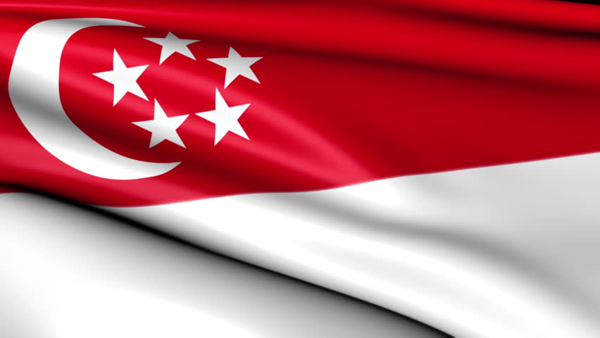National flag of Singapore waving in the wind - background animation for home videos, vacation movies, business presentation and DVD or Blue-ray disc menues
