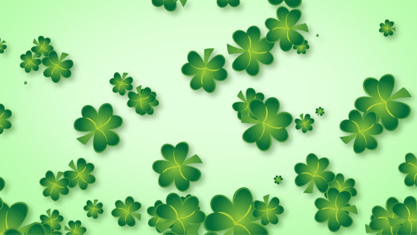 Spinning shamrocks over a light green backdrop.