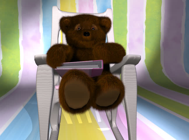 Teddy bear opening a photo album