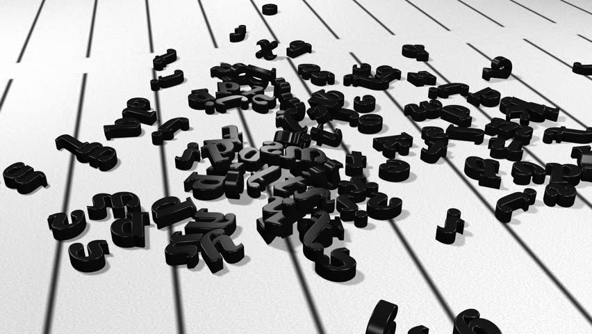 black letters on ruled paper