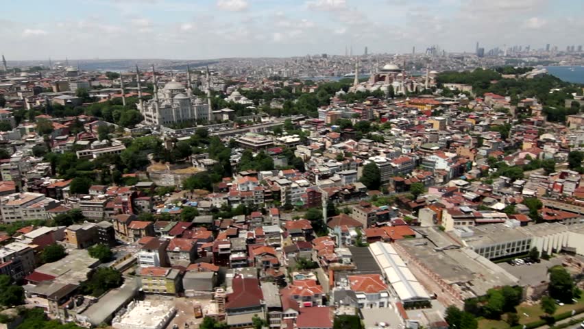 Aerial view of the bluemosque, hagia sophia october 28, 2011 ower istanbul
