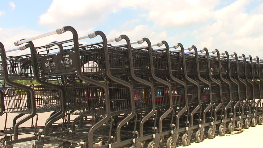 View of shopping carts from the outside