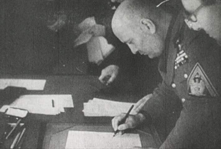 GERMANY - CIRCA 1942-1944: World War II, Mussolini and Edouard Daladier Sign Munich Pact