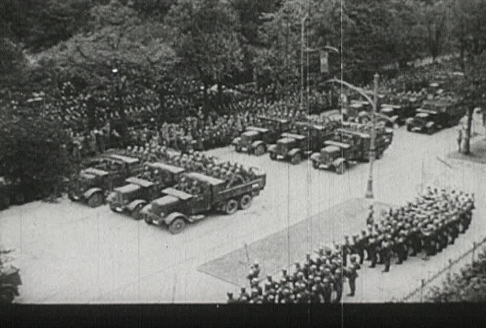 EUROPE - CIRCA 1942-1944: World War II, Hitler Watches Nazi Soldiers
