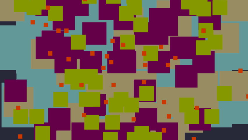 Boxes move randomly around the screen