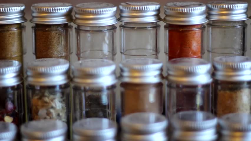 Beautiful Spices in a Spice Rack
