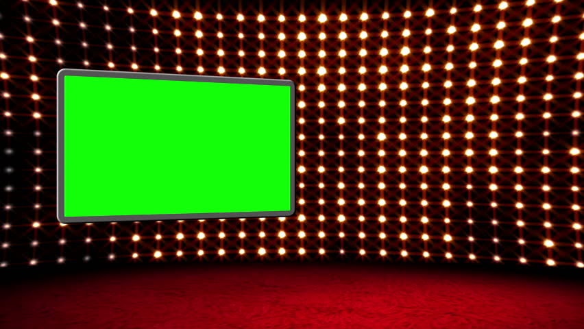 Green screen box design Glamour Virtual Studio.

You can use your custom footage in the screen by replacing the green areas by using chroma key.Also you can loop it by using dissolve.
