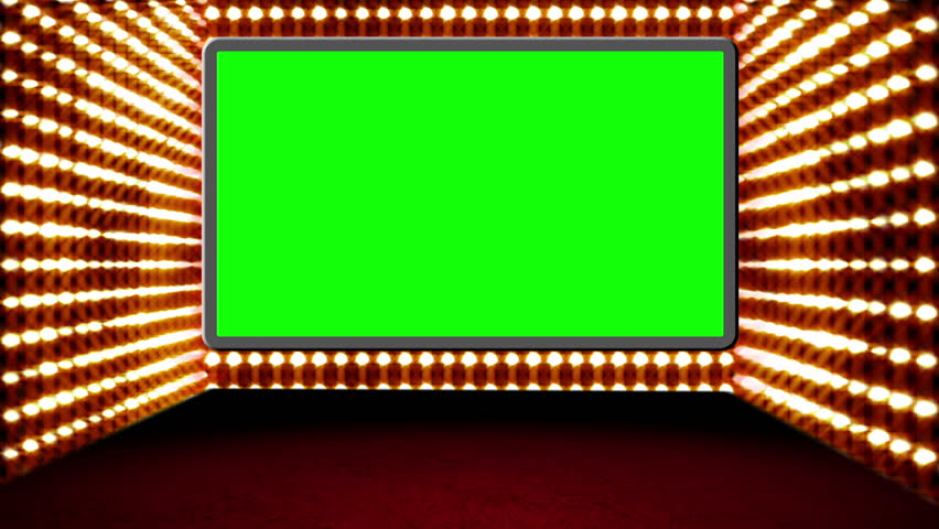 Green screen box design Glamour Virtual Studio.

You can use your custom footage in the screen by replacing the green areas by using chroma key.Also you can loop it by using dissolve.
