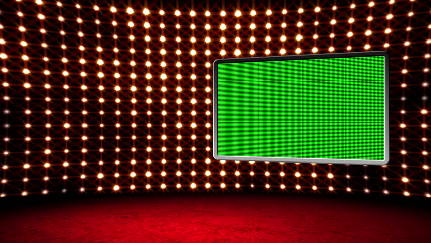 Green screen box design Glamour Virtual Studio.

You can use your custom footage in the screen by replacing the green areas by using chroma key.Also you can loop it by using dissolve.
