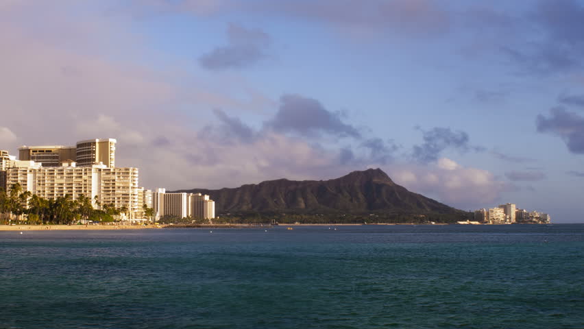 Hawaii Diamond Head Waikiki Sunset in Time-lapse (closer)