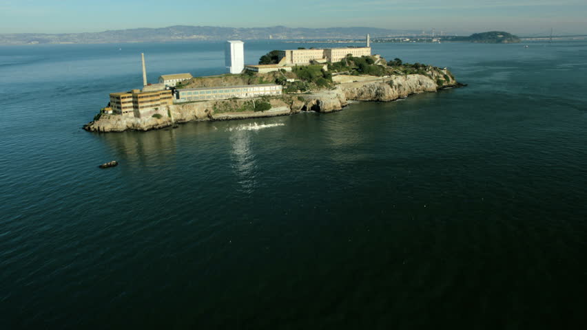 Aerial view of the Island of Alcatraz, San Francisco, California, North America, USA