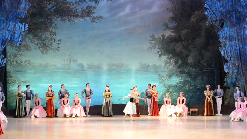 DONETSK, UKRAINE - MARCH 25: Performance of Swan Lake on March 25, 2012 at the Donetsk national academic opera and ballet theatre of A.B.Solovjanenko in Donetsk, Ukraine.