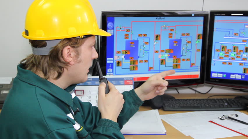 Industrial worker in control room