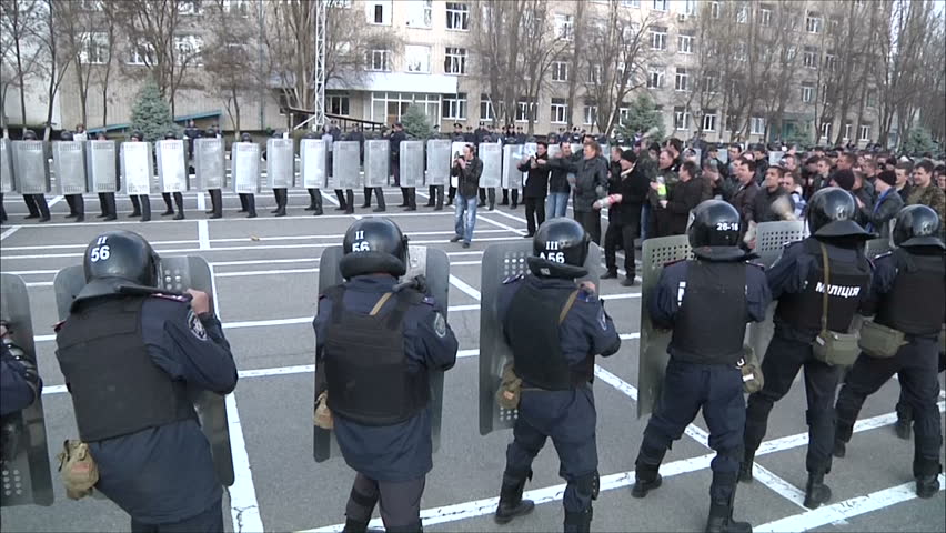 KIEV - MARCH 31: Training of militia (police) to disperse mass disorders on March 31, 2012 in Kiev. 