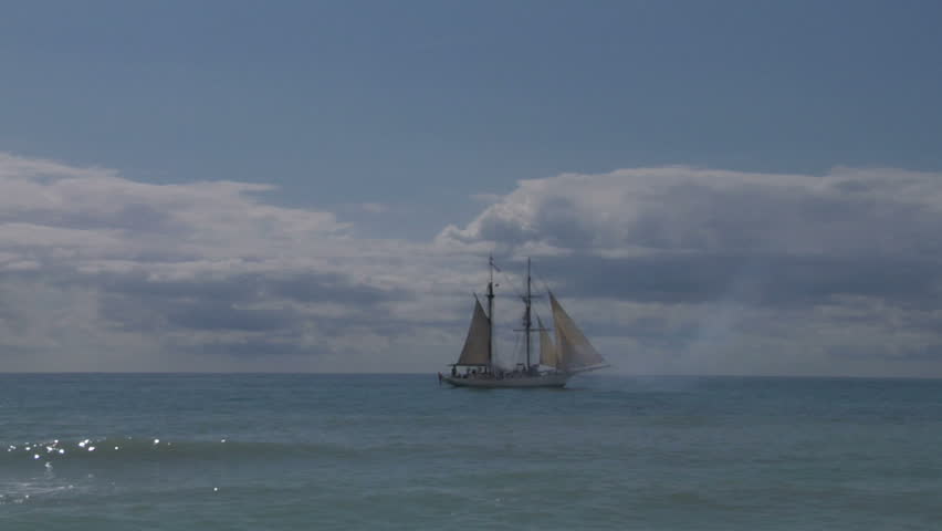 Schooner fires a cannon
