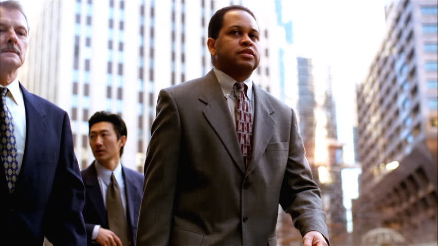 Business group walking downtown