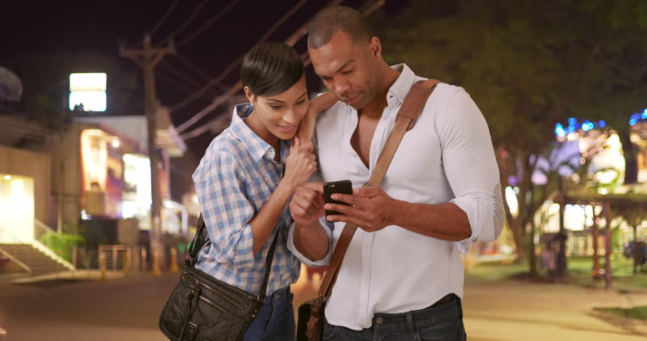 African-american Couples Having Fun On Streets We Call African-american Couples Having As a lark On Streets We Call