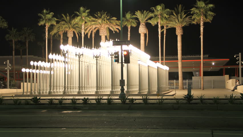 Miracle Mile, California. July 10, 2012: Night Time lapse Lamps at Los Angeles Contemporary Museum on Wilshire, July 10, 2012 in Miracle Mile, California.