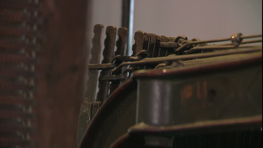 Slater Mill belt driven timing mechanism on loom, Pawtucket, RI
