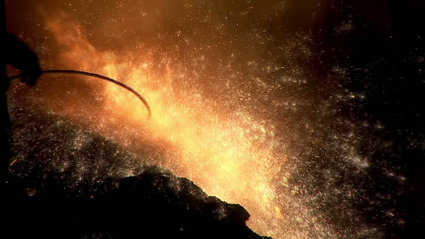 Blast furnace. Smelting iron.Oxygen blowing.
