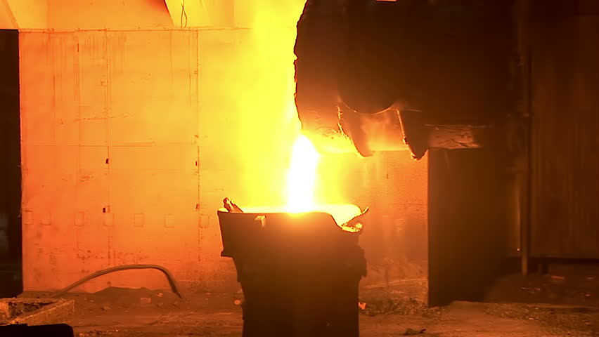 Iron and Steel Works. Pouring of molten iron