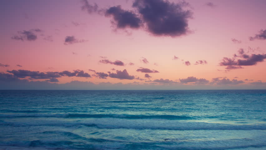 beautiful sunrise over the caribbean sea, mexico.