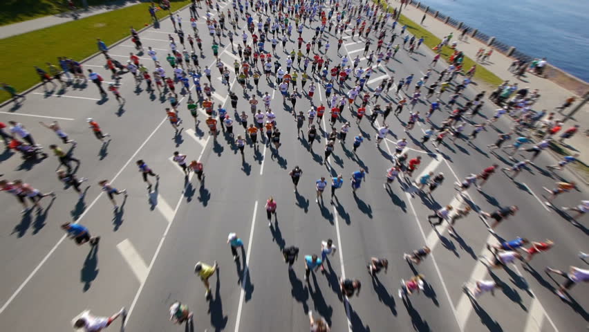 HD - City marathon. Top view