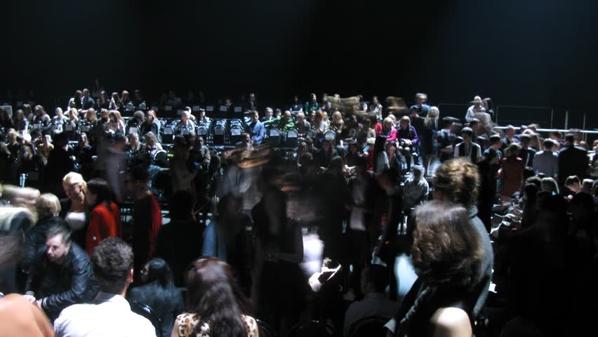 MOSCOW - APR 8: (Timelapse View) Visitors communicate before fashion show at VOLVO - Week of fashion in Moscow in Gostini dvor, on April 8, 2012 in Moscow, Russia