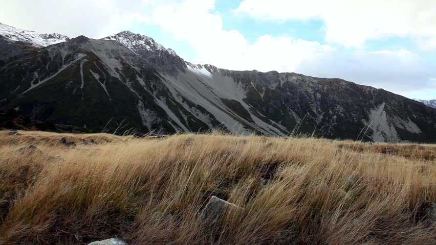 Beautiful scenery of Aoraki Mount Cook valleys New Zealand national park Southern Alps mountains South Island 