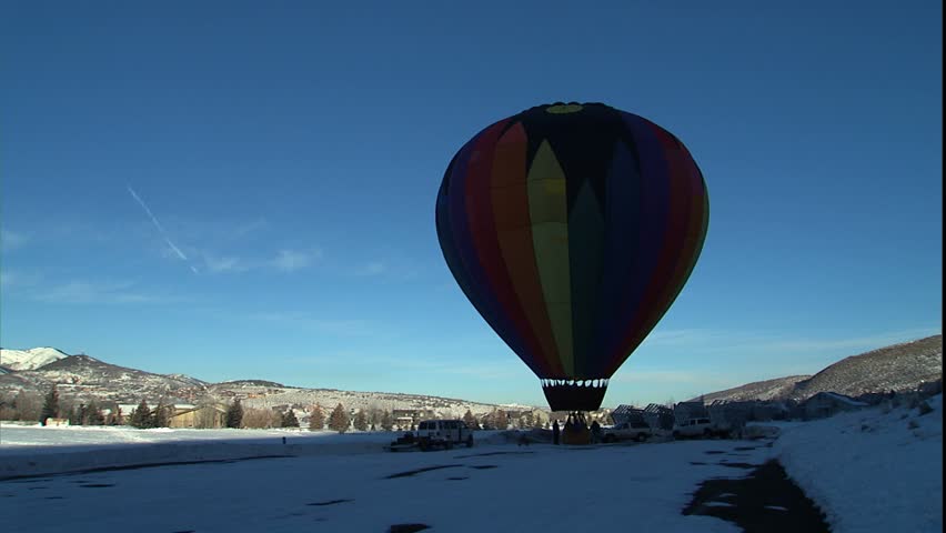 PARK CITY, UT - CIRCA 2004: Winter Hot Air balloon take off in Park City.
