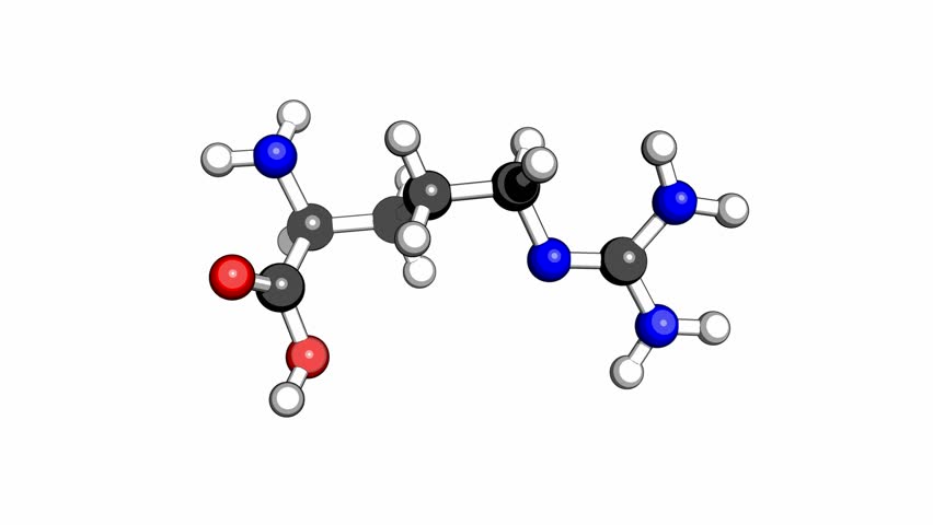 Amino acid arginine molecular structure on a white background