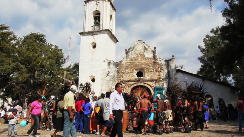 IXCATEOPAN, MEXICO - CIRCA FEBRUARY 2012: Funeral celebration of the last Aztec emperor Cuauhtemoc circa February 2012 in Ixcateopan, Mexico.