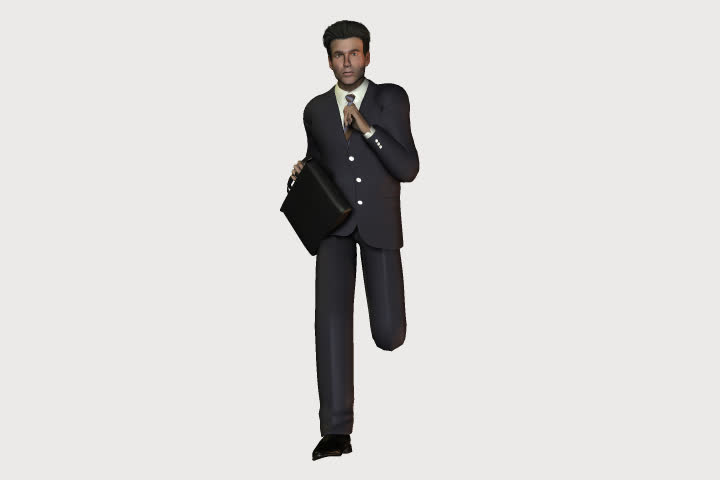 animated businessman running with an alpha channel