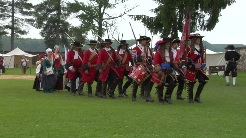 STAFFARDA, ITALY - CIRCA 2012: Reenactment of the battle fought during Nine Years' War in Piedmont-Savoy (northern Italy) on 18 August 1690. It was a victory for the French commander against the Duke of Savoy.