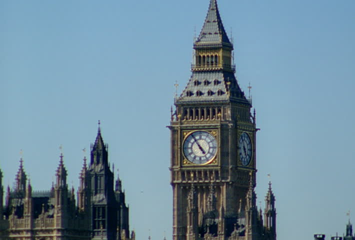 House of Parliament and Big Ben on the River Thames in London in 2002