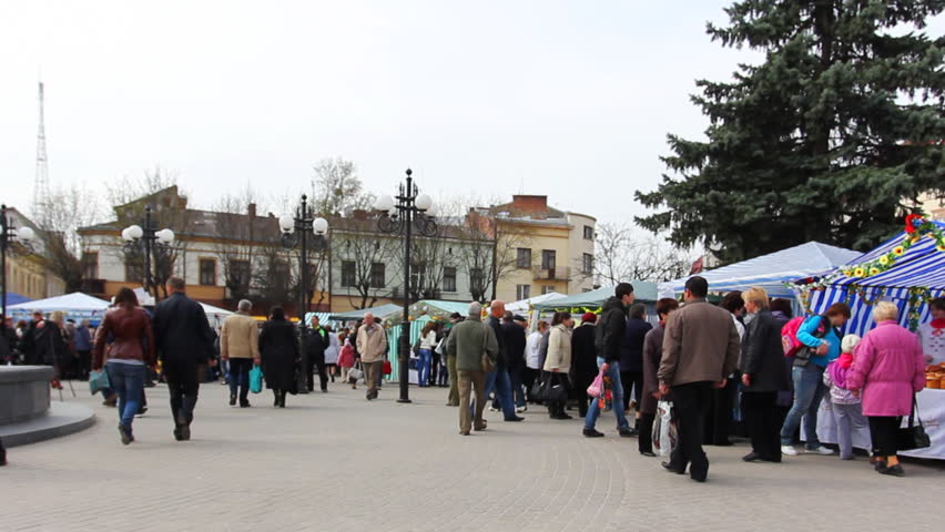 IVANO-FRANKIVSK, UKRAINE - APRIL 12: Fair before Easter in city center on April 12, 2012 in Ukraine, Ivano-Frankivsk. Ukrainian Easter is historical combination of ethnic and Christian traditions.