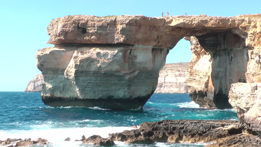 Azure Window, famous stone arch on Gozo Island, Malta.