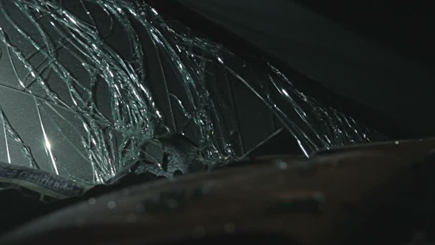 Car accident smashed window